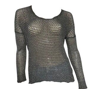 Helmut Lang Oversize Transparent Marled Mesh Knitted Sweater